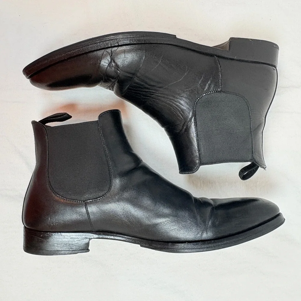To Boot New York Adam Derrick Men Black Leather Chelsea Boots Italy 9.5 Beatnik